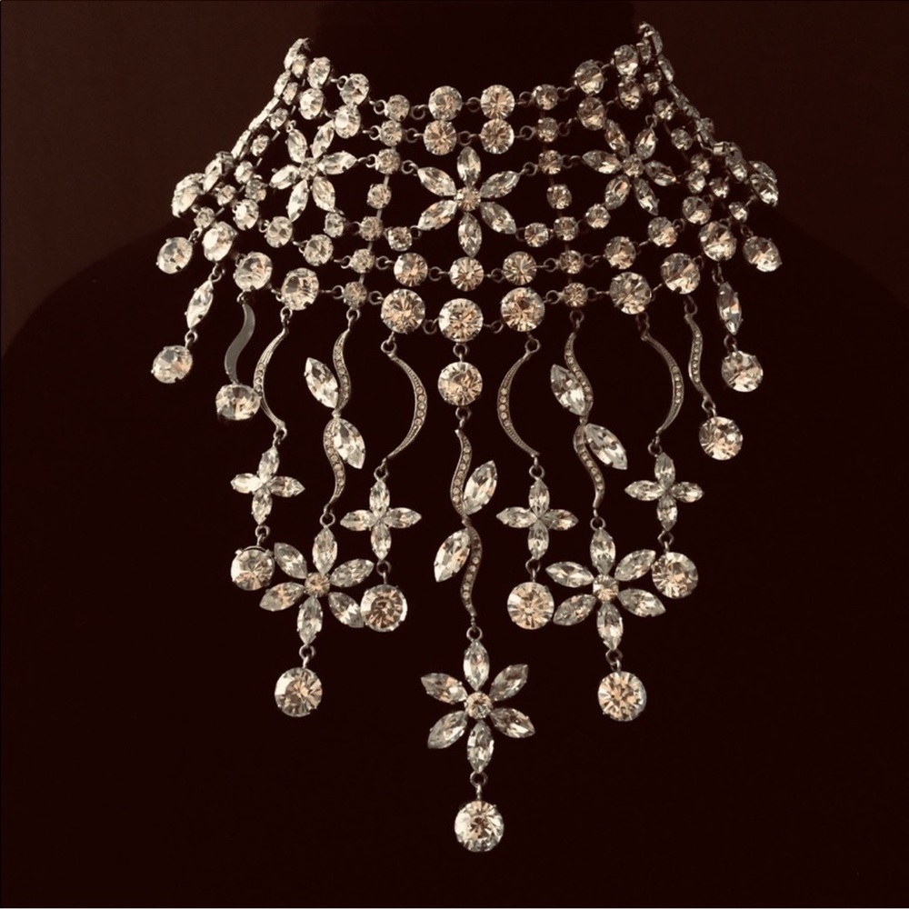 🇦🇪 UAE VINTAGE CRYSTALS CHOCKER NECKLACE & EARRINGS SET - Picture 9 of 10